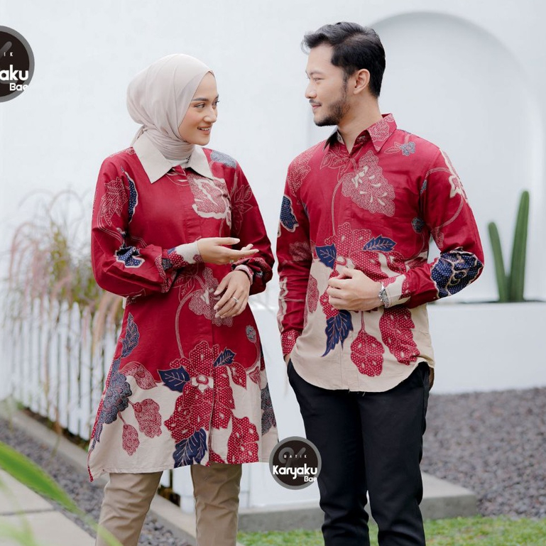 Batik Couple Modern Tunik Batik Wanita Atasan Batik Kerja Kantor Wanita