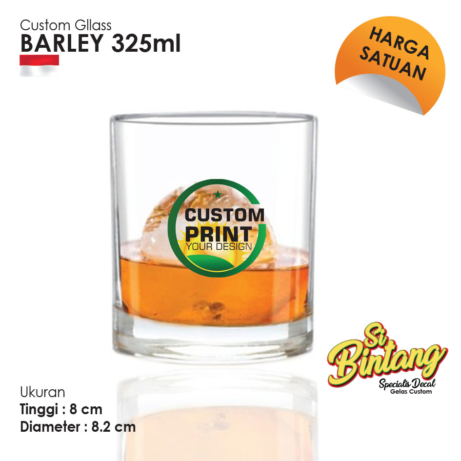 GELAS CUSTOM - Model Barley - Gelas wine/bahan Kaca Bening/ Desain bebas sesuai Permintaan Pembeli -