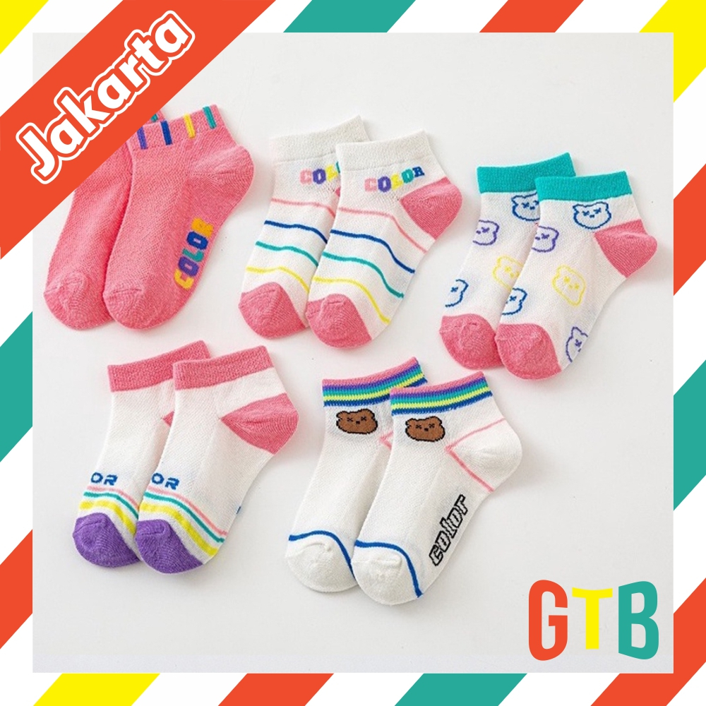 GTB Kaos Kaki Anak Motif Rainbow Pink Bear Kaus Kaki Bayi Lucu KK038