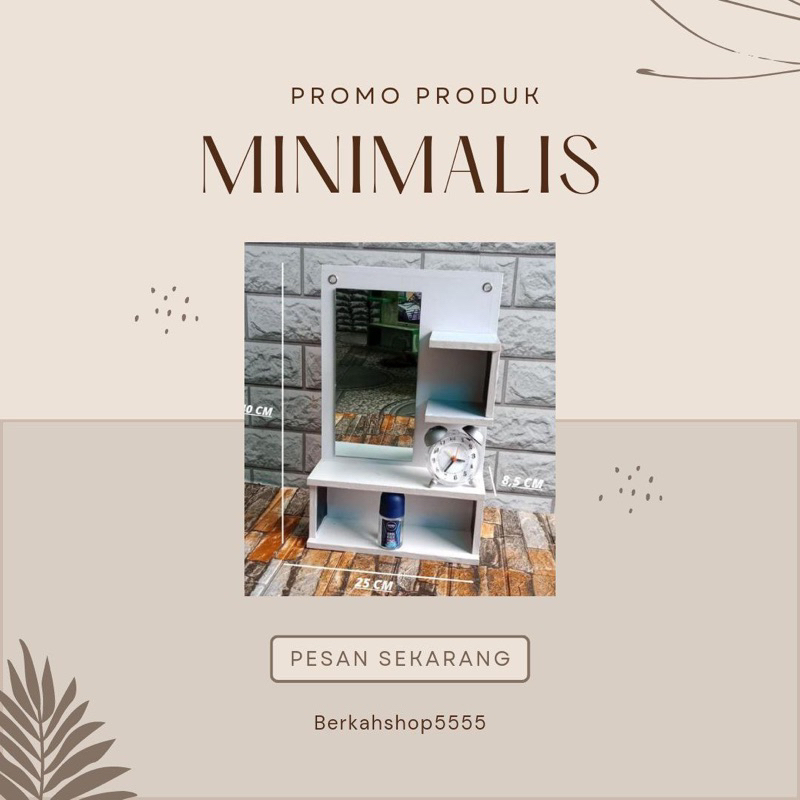 Rak Rias Gantung Kaca / Rak Kosmetik Kaca Cermin Minimalis