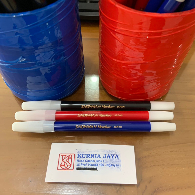 

SNOWMAN Spidol Permanen Warna Kecil Marker Pencil Type Black Blue Red | Hitam Biru Merah Original Murah