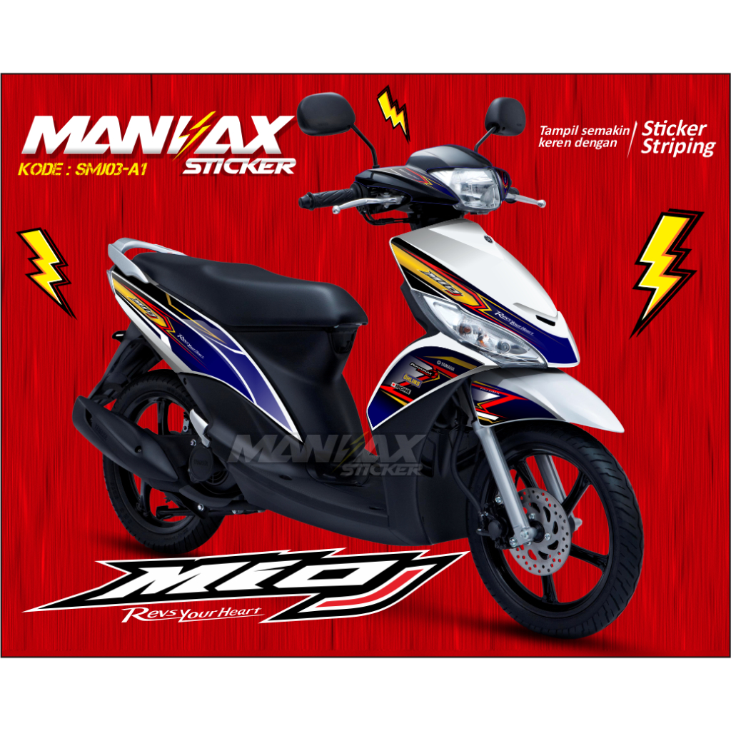 Decal Striping Mio J Variasi - List Body Mio J Tahun 2012  Putih - Stiker Striping Mio J