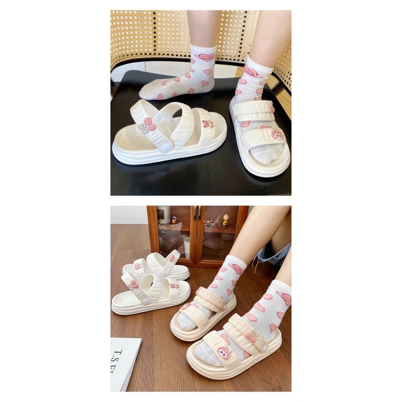 Sandal Jisso Cherry Casual Tali Slip On Wanita Import High Quality RF