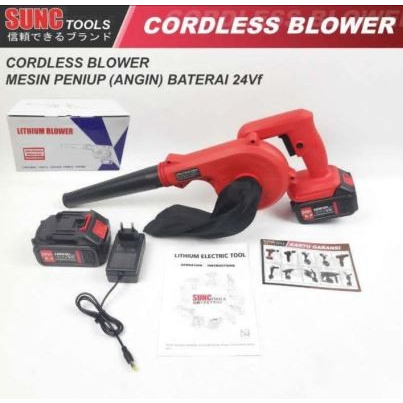 SUNC CORDLESS Mesin Blower 2 BATERAI Tangan 24Vf Pengering Bulu Anjing