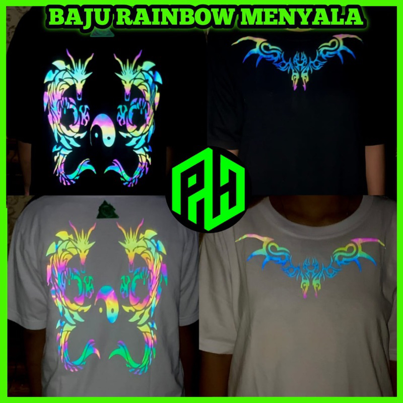 (PH) KAOS DISTRO RAINBOW MENYALA BAJU NAGA YUN YIN FULL RAINBOW