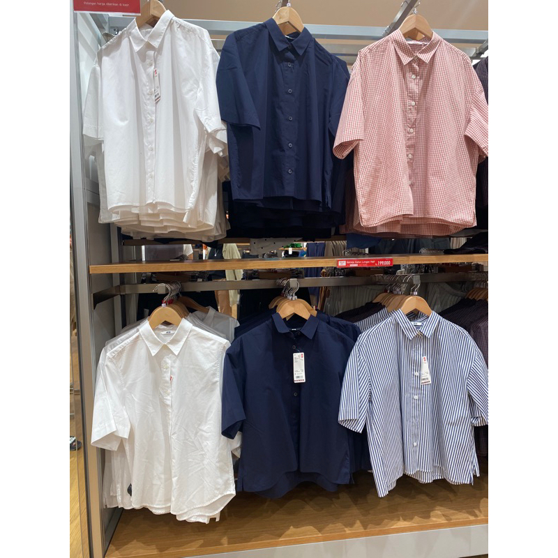 UNIQLO Kemeja katun lengan pendek wanita (S-XL)