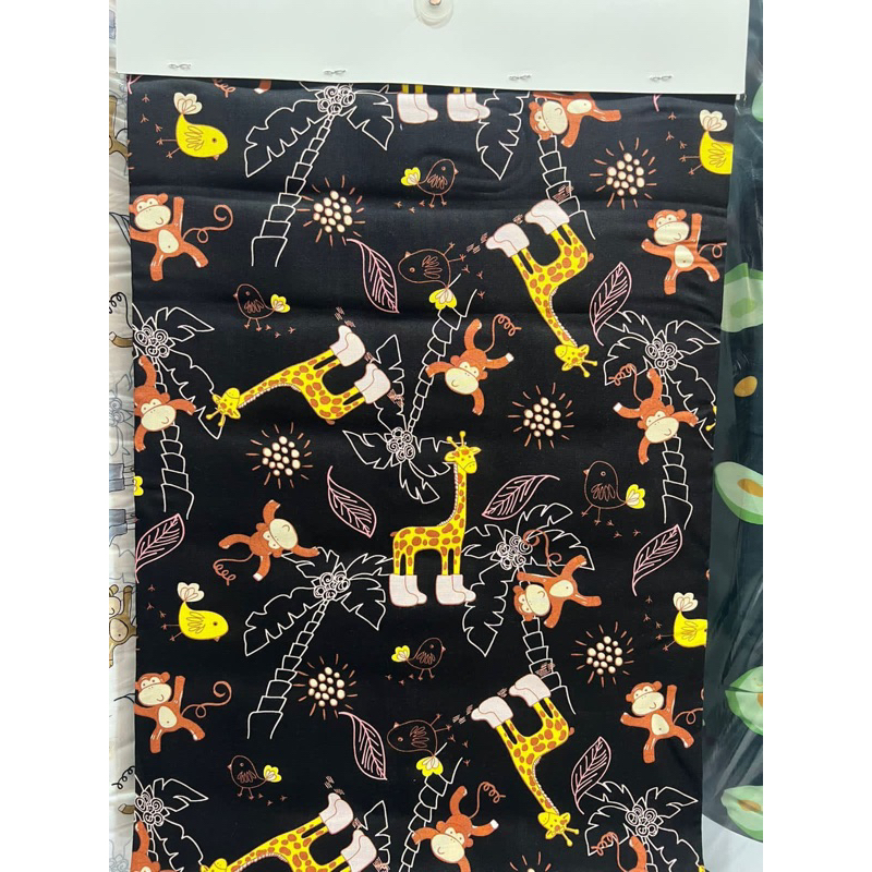 kain katun rayon viscose premium motif anak dasar hitam