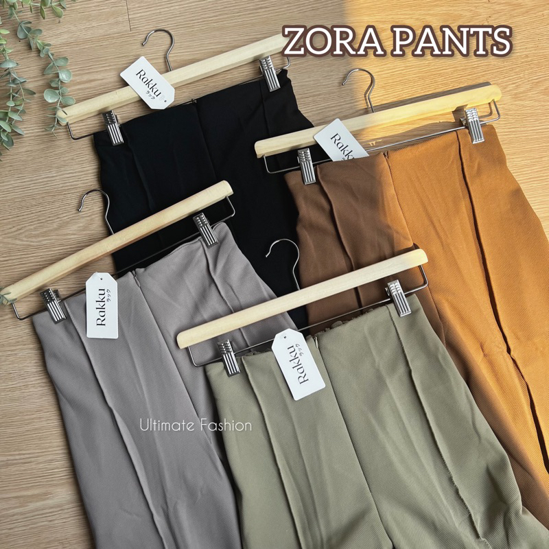 Zora Zipper Cullote Pants - Celana Kulot Sleting Bahan Scuba Crepe Premium - Celana Panjang Wanita Import 833