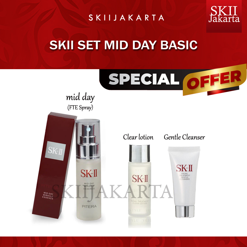 SKII SK II SK-II FTE MID DAY SPRAY SET GENTLE CLEANSER DAN CLEAR LOTION