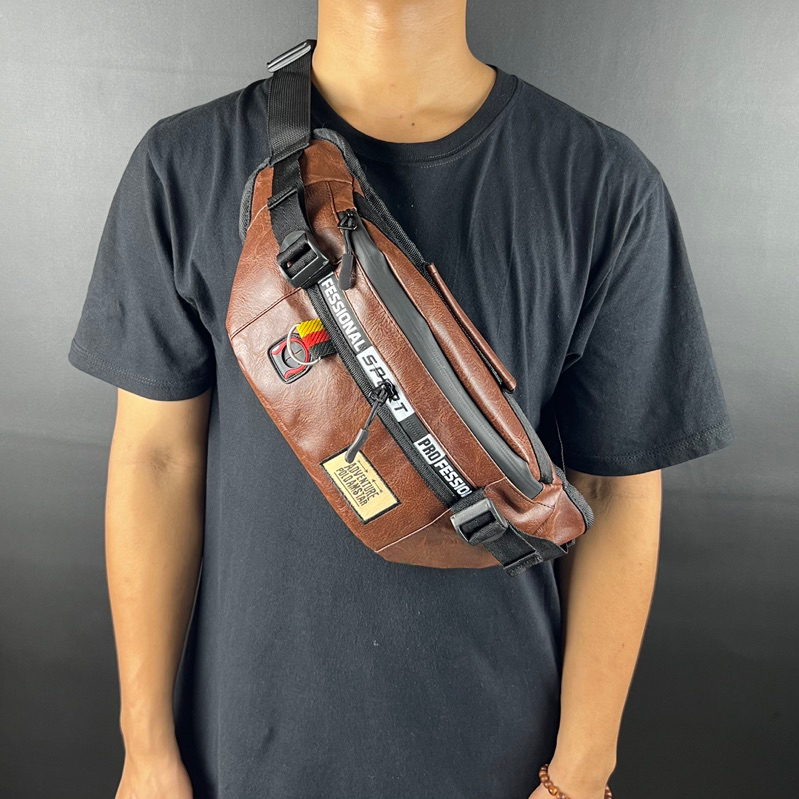 Waistbag Polo Amstar Bahan Kulit PU Leather Tas  Pria Tas Pinggang Tas Selempang Bahu Tas Kulit Tas Pinggang waterproof