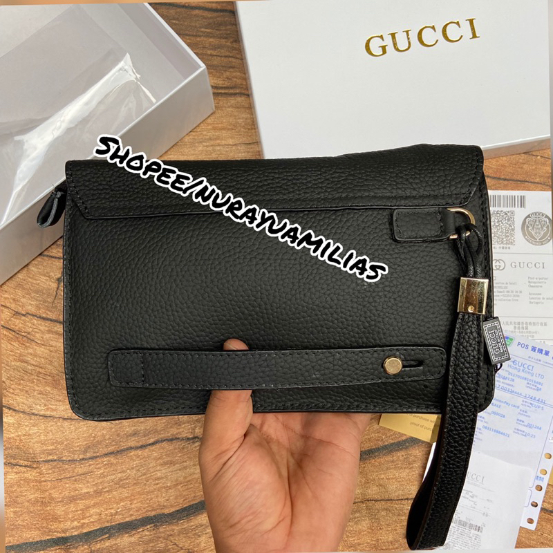 clutch gucci kulit asli import with box clutch pria wanita branded