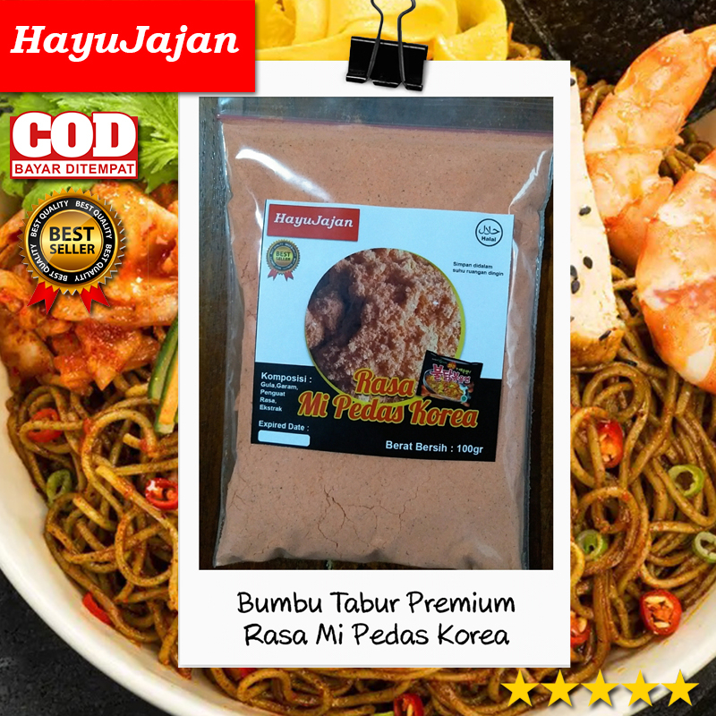 

BUMBU TABUR PREMIUM RASA MIE PEDAS KOREA / BUMBU KERIPIK, JAMUR CRISPY, TAHU WALIK, CIMOL, TELUR GULUNG, POP CORN, BAKSO, / KEMASAN 100 gr /