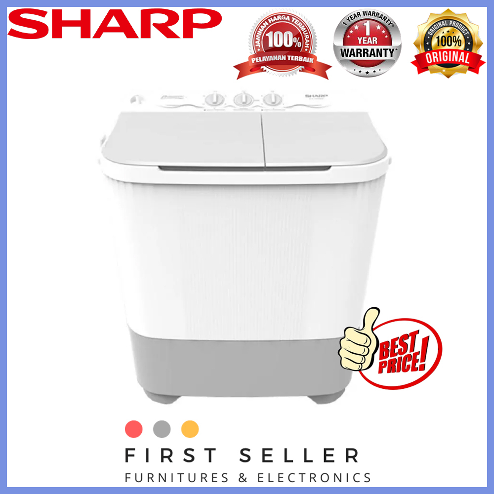 FREE ONGKIR* SHARP MESIN CUCI TWIN TUB 2 TABUNG ES-T80MW (7 KG)