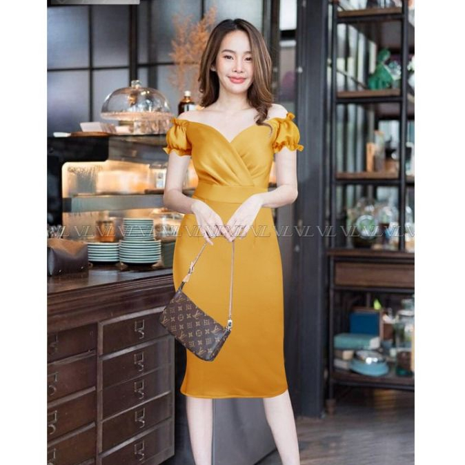 Midi Dress Carolina Dress Wanita Bodycone Casual