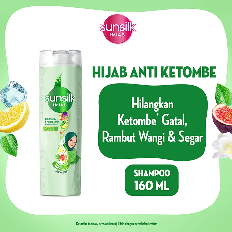 Sunsilk Hijab Shampo Anti Ketombe & Menthol Dingin 160Ml Rambut Segar & Harum 48 Jam