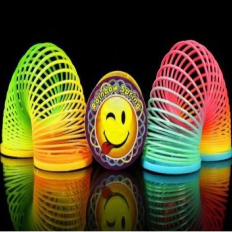 magic spring rainbow led 4,5cm / mainan per pegas lampu / slinky rainbow led / mainan murah