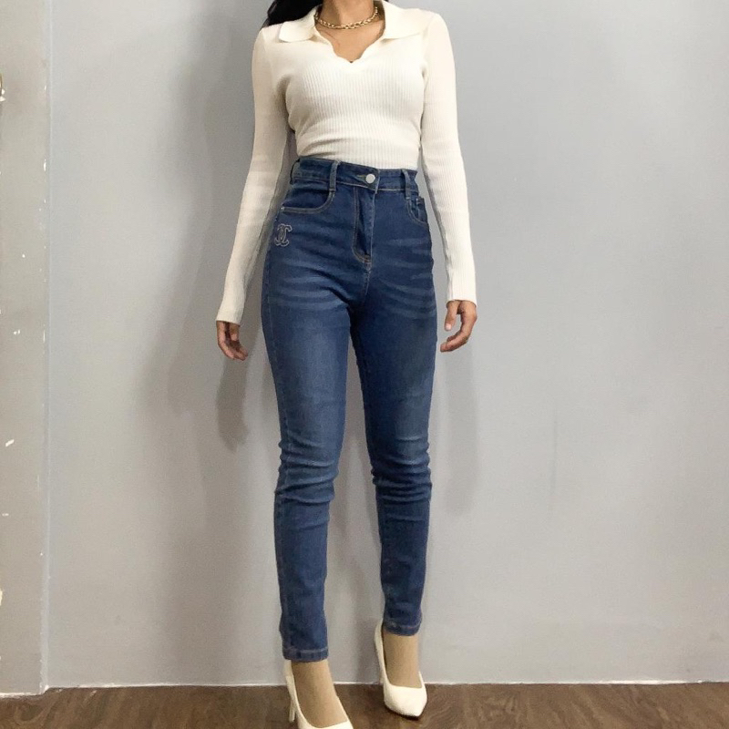 [LUXE.DLABEL] - Jeans 112 | Celana panjang Highwaist wanita Jeans import premium Jeans wanita polos ripped jeans High waist jeans wanita bkk Skinny Jeans High waist Baggy jeans Wideleg Jeans Kulot jeans Boyfriend jeans Wanita Kargo Jeans bangkok