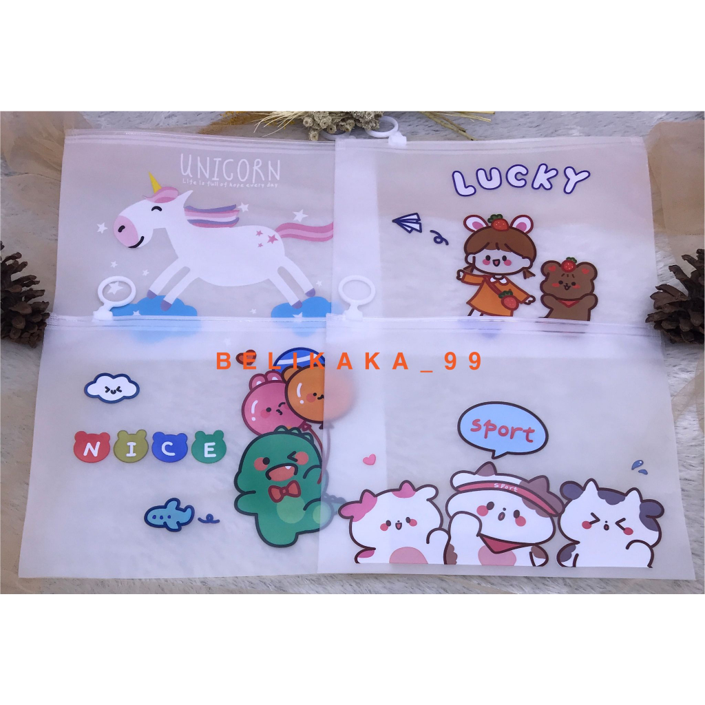 POUCH ZIP LOCK MULTIFUNGSI SERBAGUNA TRANSPARAN MOTIF / ZIPPER BAG ORGANIZER TRANSPARAN / TEMPAT IKAT RAMBUT / WADAH KOSMETIK / TEMPAT ALAT TULIS / TEMPAT MAKEUP / POUCH SERBAGUNA / POUCH TRANSPARAN