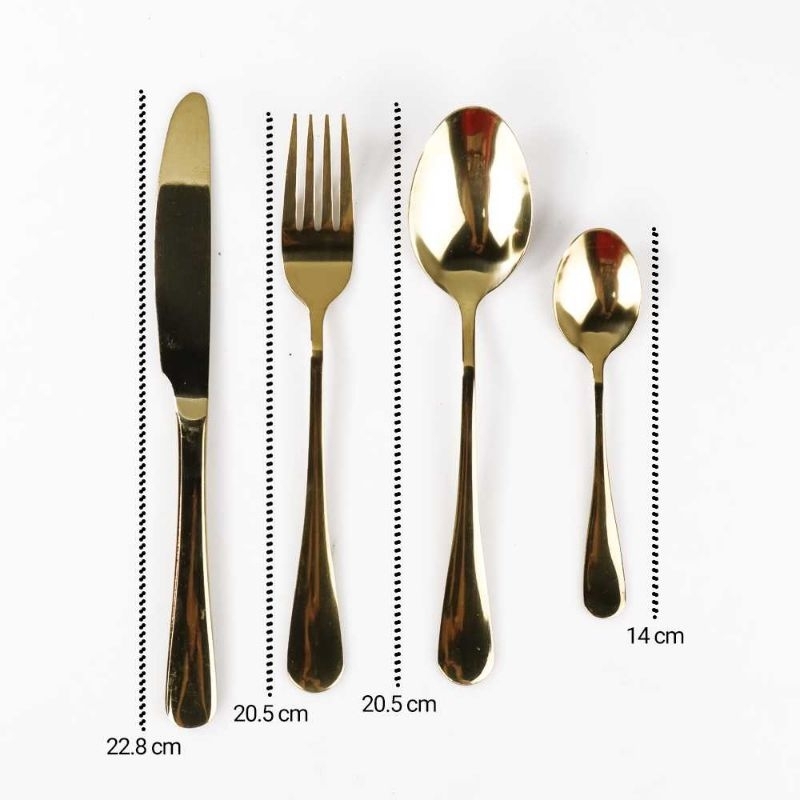 TaffHOME Set Perlengkapan Makan Sendok Garpu Pisau Cutlery 24 PCS - TW824 Gold