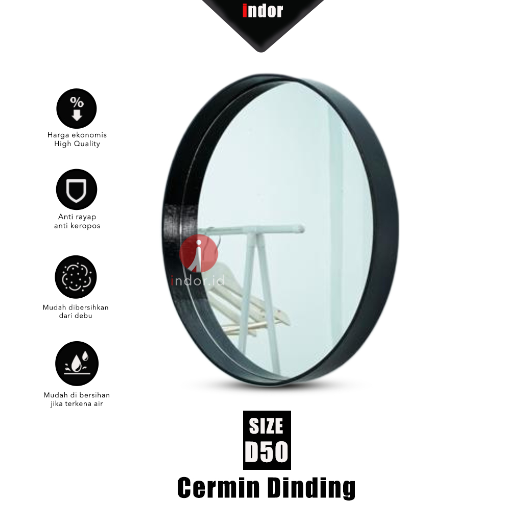 CERMIN BULAT BESAR 50cm Kaca DINDING AESTHETIC