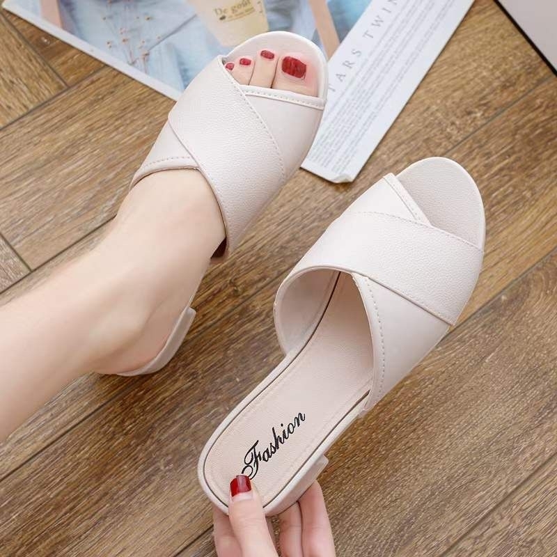 Sandal Slop Wanita Silang Wedges Polos Import High Quality RF