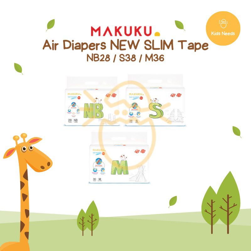 MAKUKU SAP DIAPERS SLIM TAPE NB28 / S38 / M36 - Popok Bayi