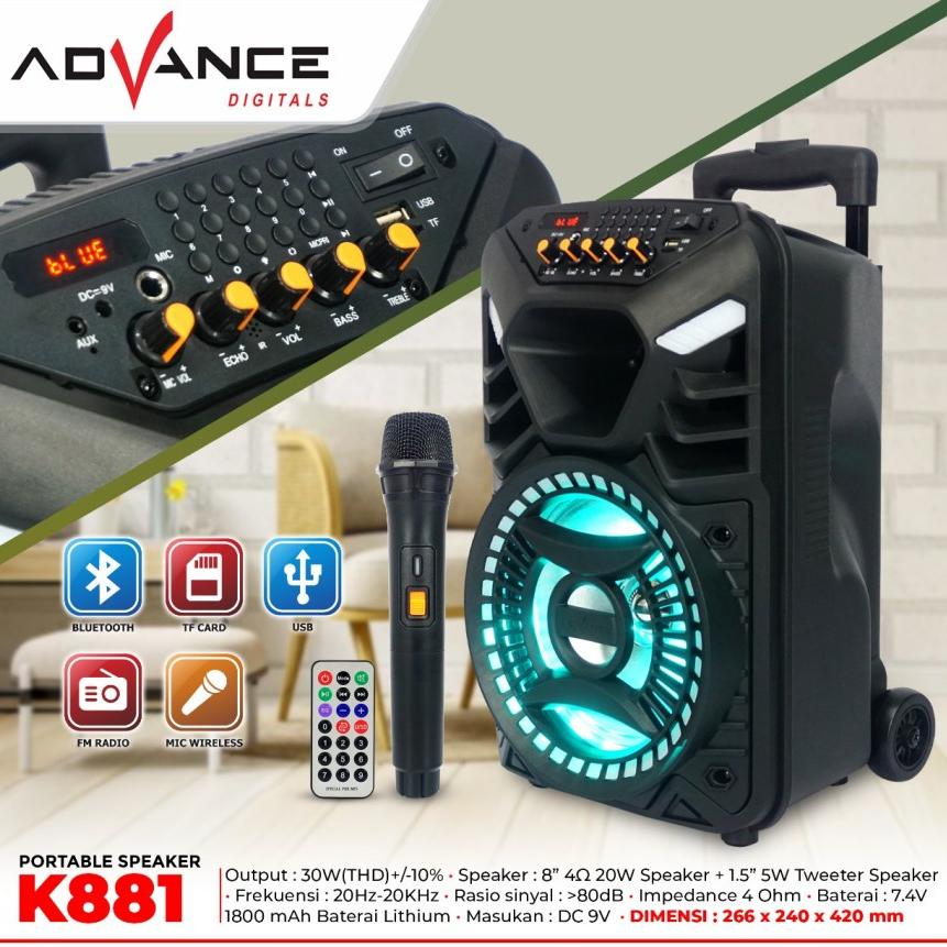 Speaker Meeting Portable bluetooh Advance K881N 8Inch Type B