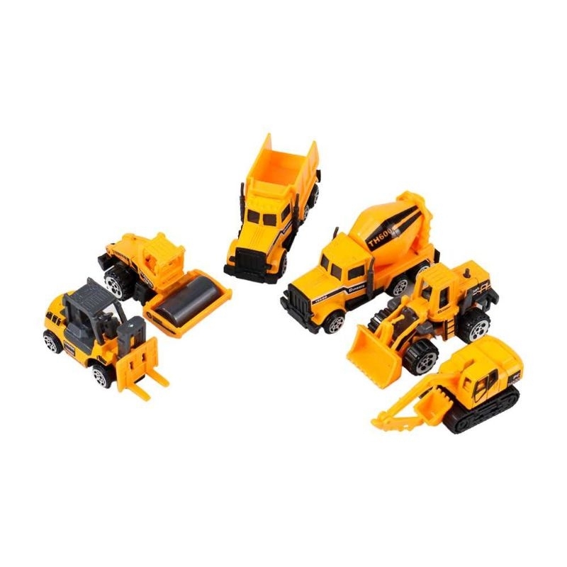 Mainan Mobil-Mobilan Truk Construction Diecast 6 PCS - TH735 Kado Hadiah Present Souvenir Anak