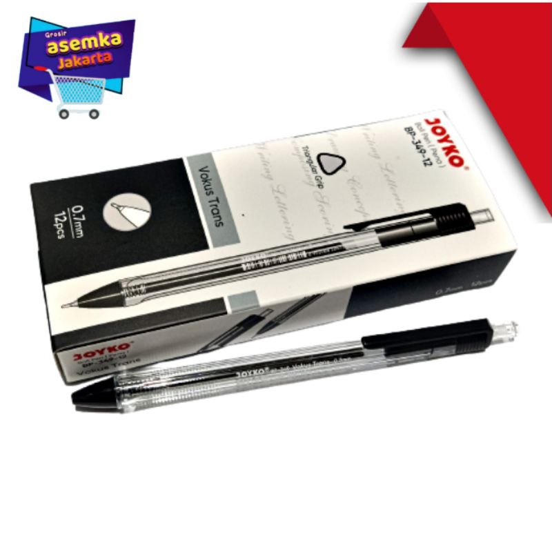 Bolpen Pulpen Joyko BP-249-12 Vokus transparan 0,7mm  isi 12