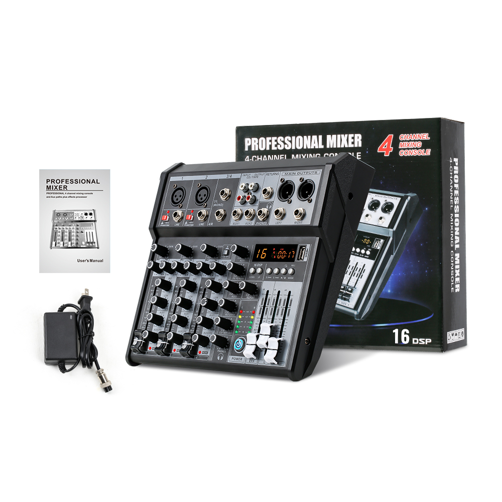 Mixer Audio Profesional  PG4S 16DSP bawaan 4/6 saluran mendukung pemutaran Bluetooth/USB/MP3/PC Peralatan rekaman Koleksi instrumen keluarga bernyanyi dj menggunakan