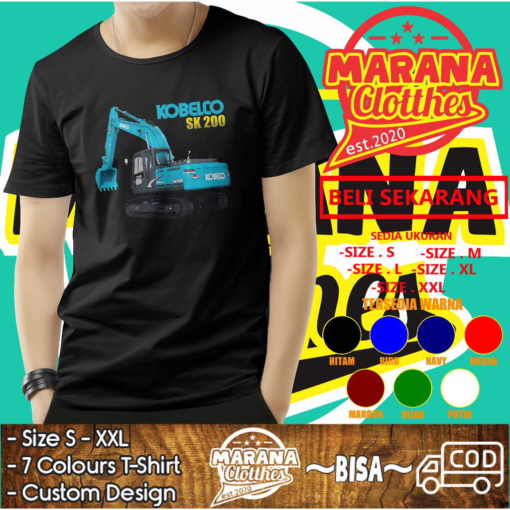 Kaos Excavator  Kobelco SK200 Operator Alat Berat Baju Distro
