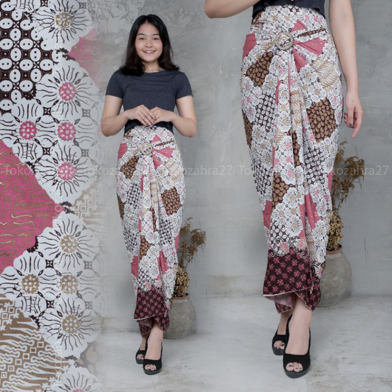 (50 Motif) Rok Lilit Batik Bawahan Kebaya Modern Rok Serut Batik Free Ring Kain Batik Floral Batik Couple Pasangan