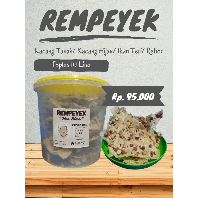 

Rempeyek renyah ukuran Toples 10liter