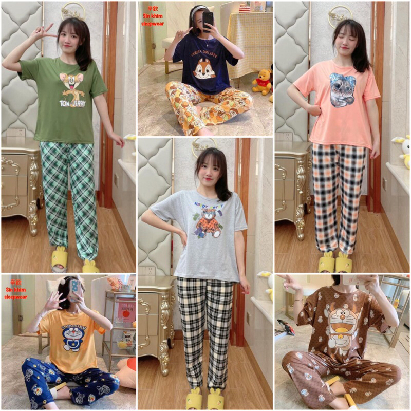 Baju Tidur Import CP Spandex Karakter Lucu sleep.pajamass✨