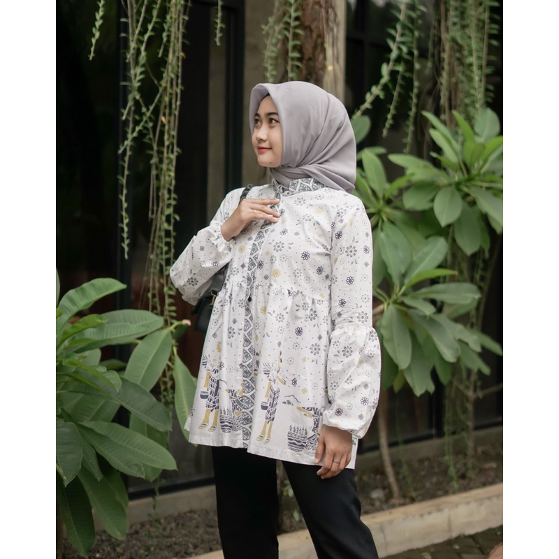 Atasan Blus Batik Remaja Motif Terviral Best Kain Katun - Motif Mbok Jamu