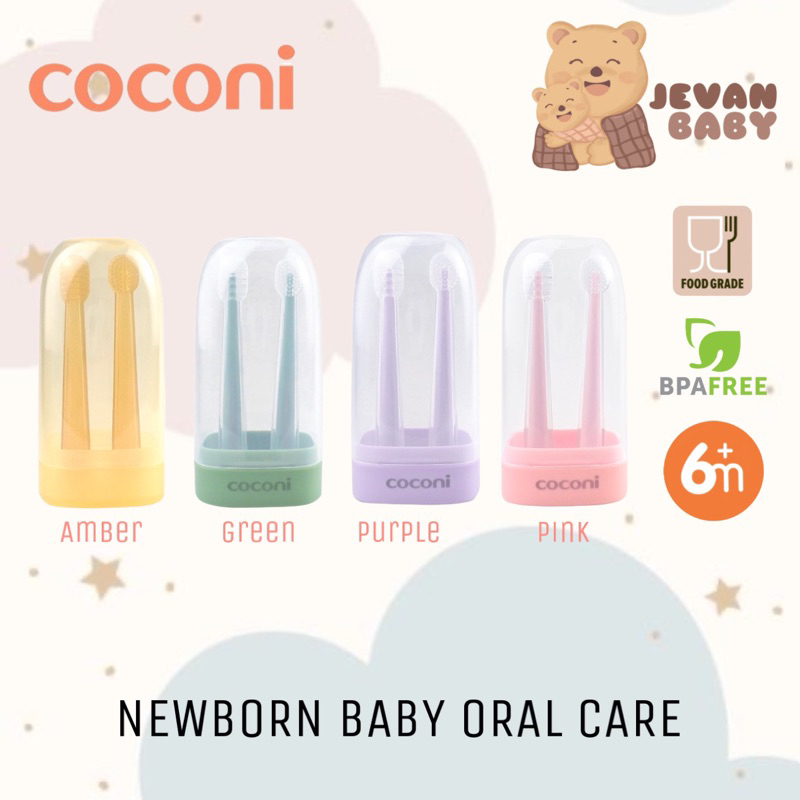 Coconi Newborn Baby Oral Care Silicone (2pcs) / Sikat Gigi Bayi