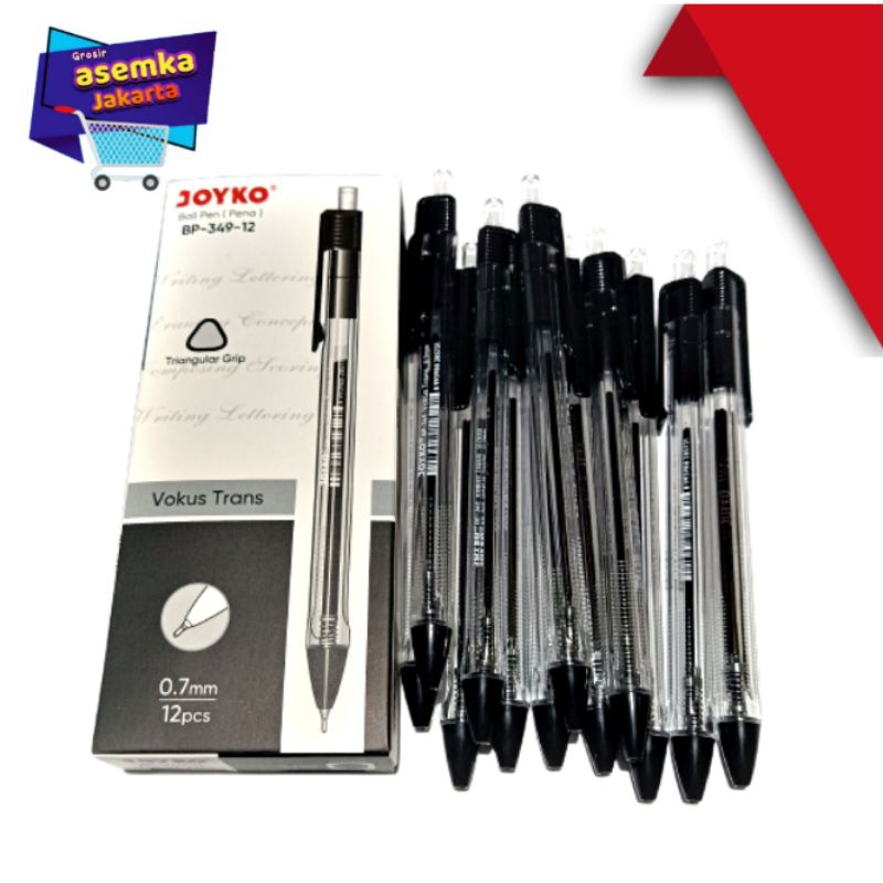 Bolpen Pulpen Joyko BP-249-12 Vokus transparan 0,7mm  isi 12