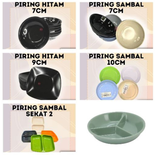 Pisin Sambal Melamin - Piring Sambal Sekat - Piring Sambal Kotak [Paket Kombo - Campur]