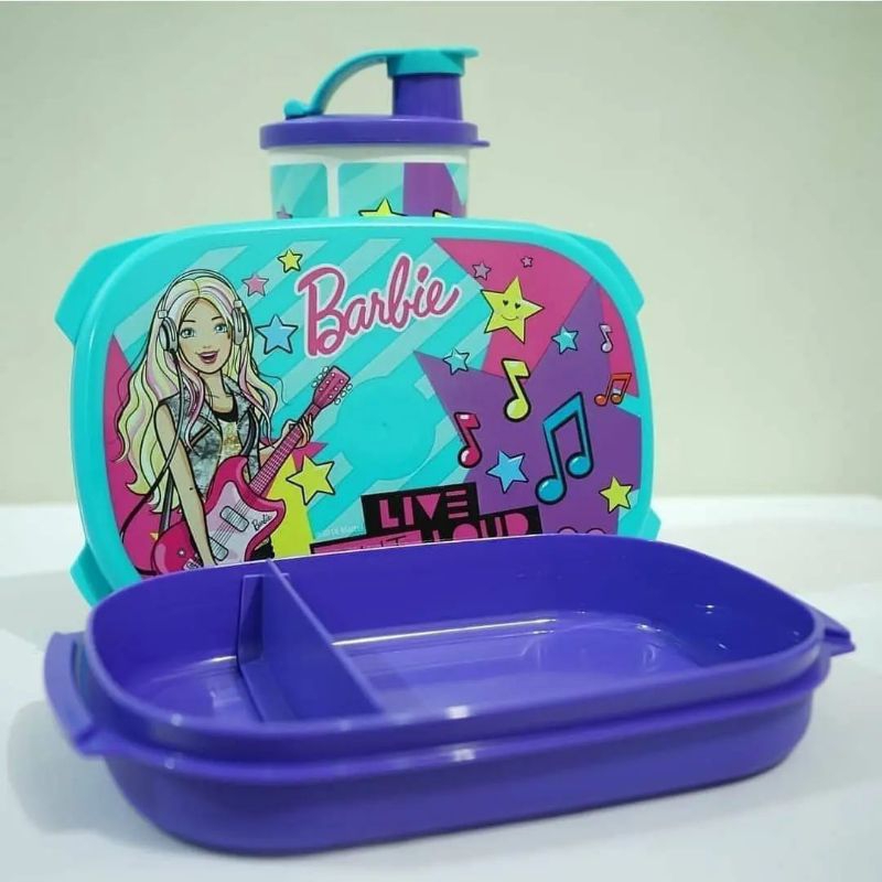 Wadah Tempat Bekal Makan Makanan Barbie Lunch Set Ungu Tupperware Tuppy Murah