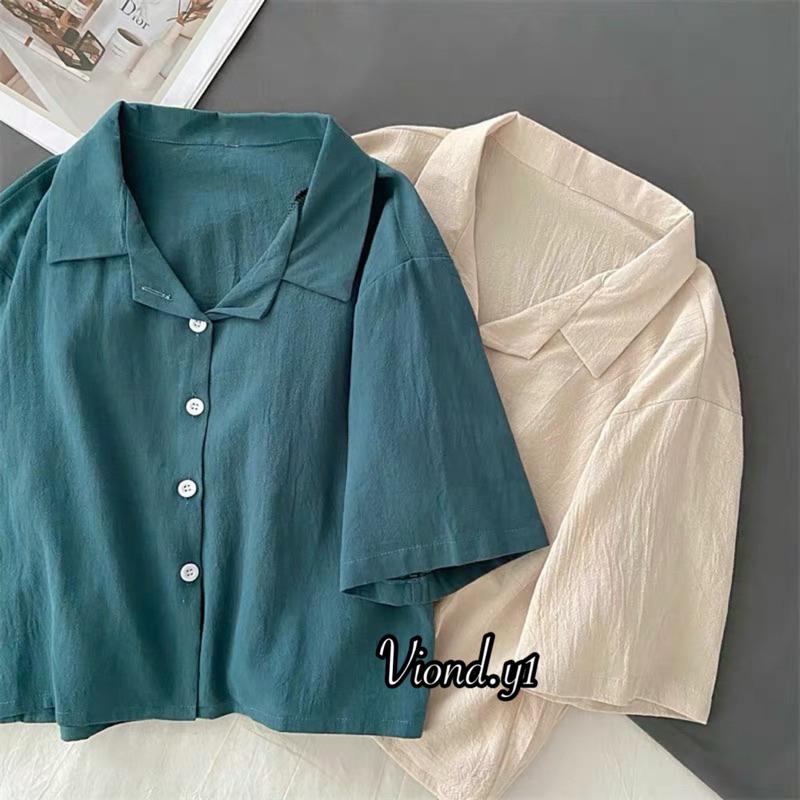 Blus Korea Wanita Lengan Pendek / Blouse Polos Atasan Cewek Style Fashion 142