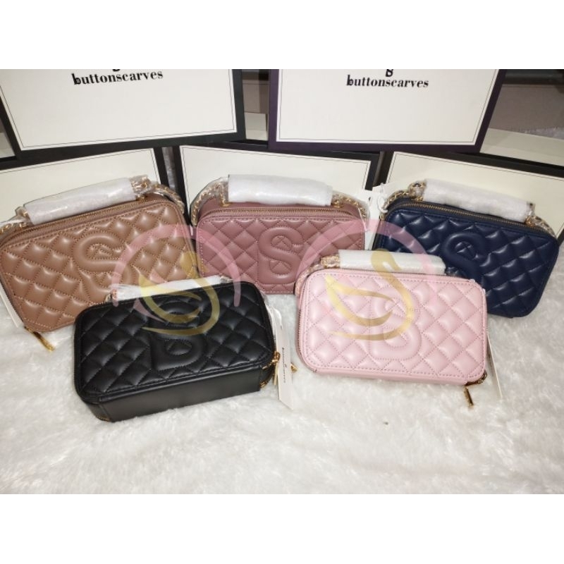 Yura Bag Buttonscarves Black, Navy , mahogan , dusty , beige , yellow white , 3 tone red ready tas t