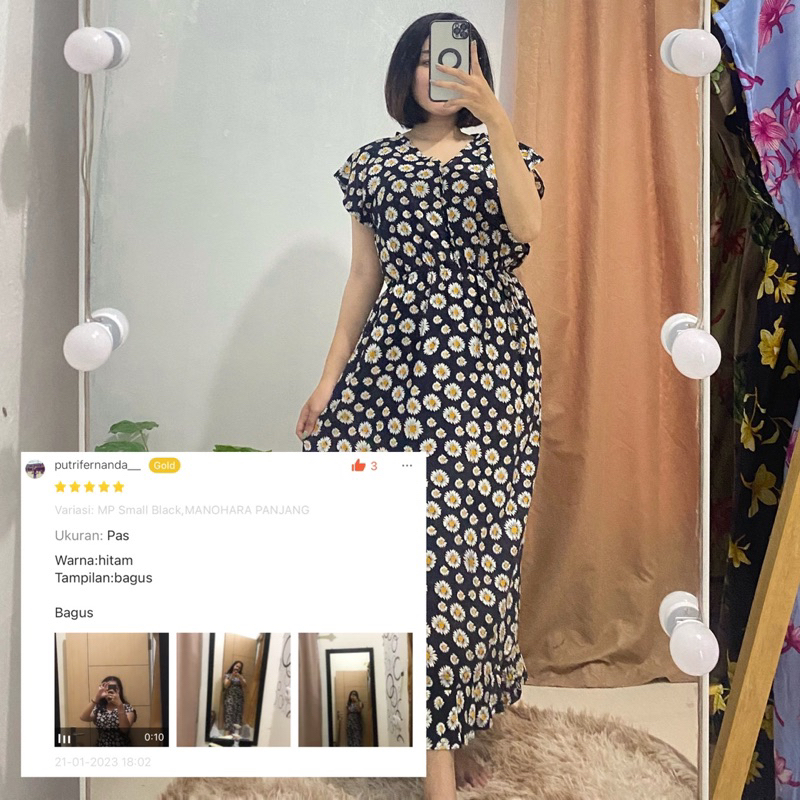 Sapasara - Daster Bali Manohara Panjang Semata Kaki Bahan Rayon Adem LD 100 Busui Friendly Resleting Dada Etalase 1