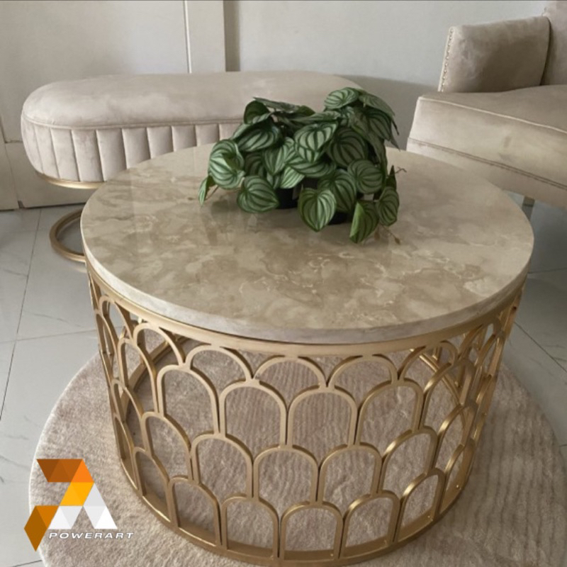 Meja Tamu Bulat Marmer Asli Meja ruang tamu marmer coffee table