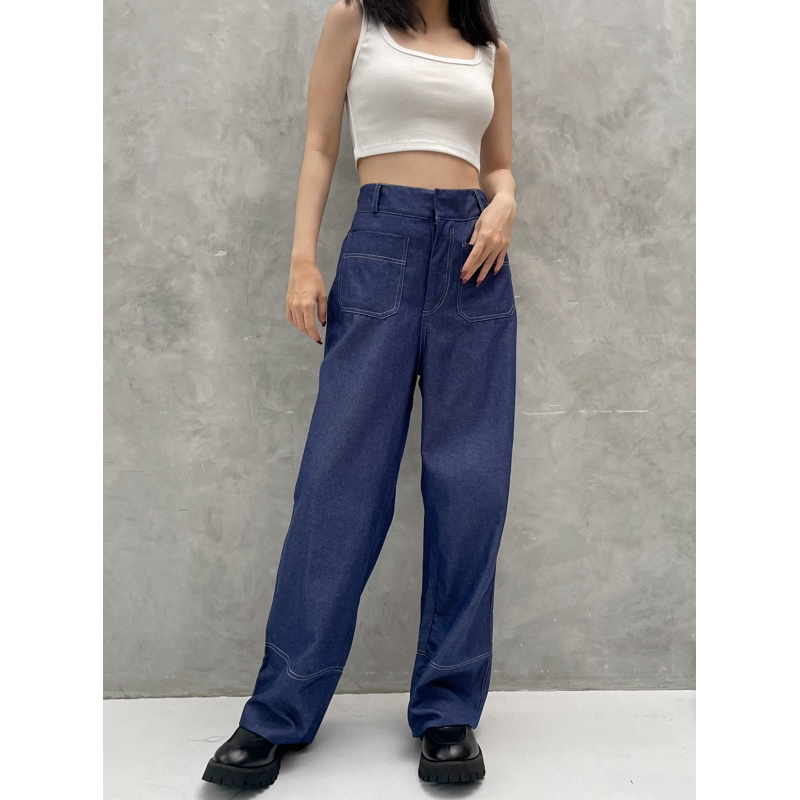 SIVALI Skye Pants - Highwaist Cullote Pants Celana Kulot Wide Leg Jeans