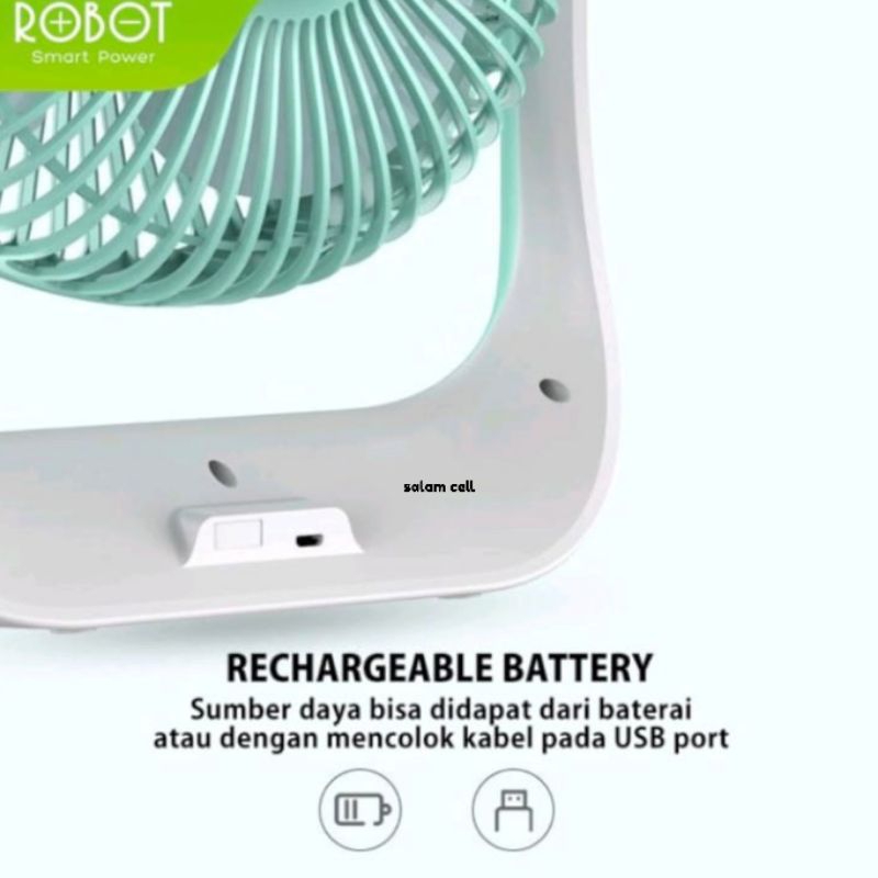 Kipas Mini Robot RT-BF14 2000mAh 5 inch USB Rechargeable Original RT BF14 Garansi Resmi