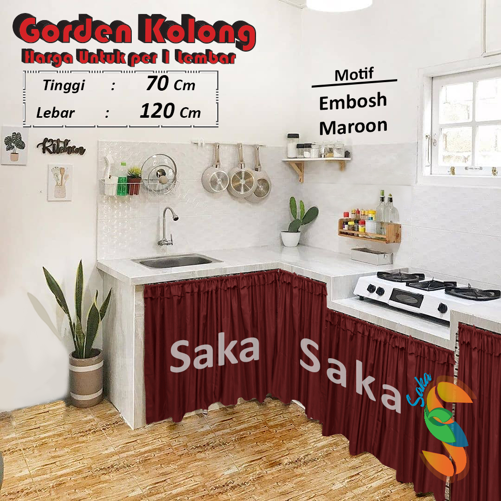 Gorden Kolong Dapur Minimalis ukuran 100 x 70 cm + Bonus tali