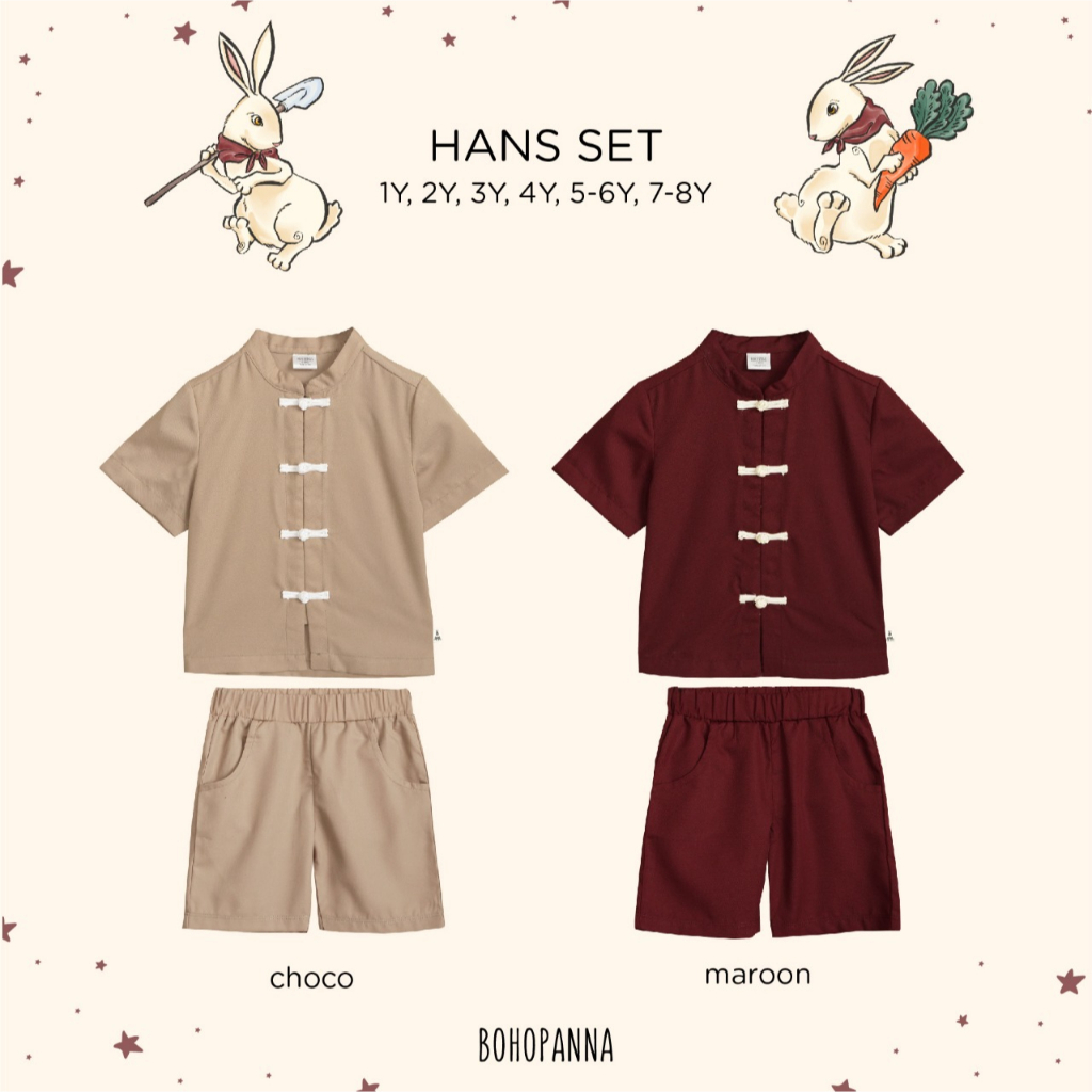 Bohopanna - Hans Set - Kim Set - Chinnese Set Kids - CNY Set Kids - Cheongsam anak laki - Baju Imlek anak Perempuan - Baju Imlek anak Laki