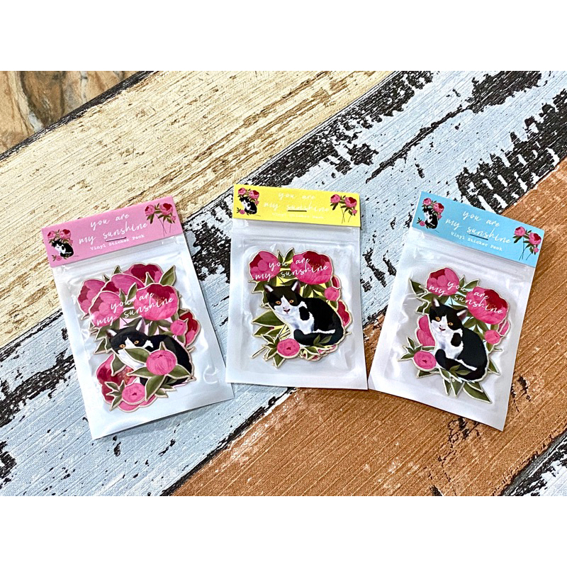 

Peony cat sticker pack