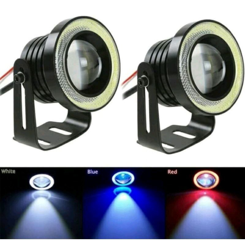 Lampu Led Foglamp Mobil HILUX Projector Foglamp Angel Eyes 89mm
