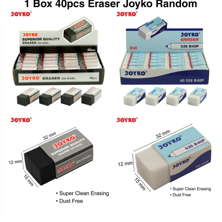 Penghapus Pensil JOYKO Eraser 526 Hitam/Putih (1pcs)